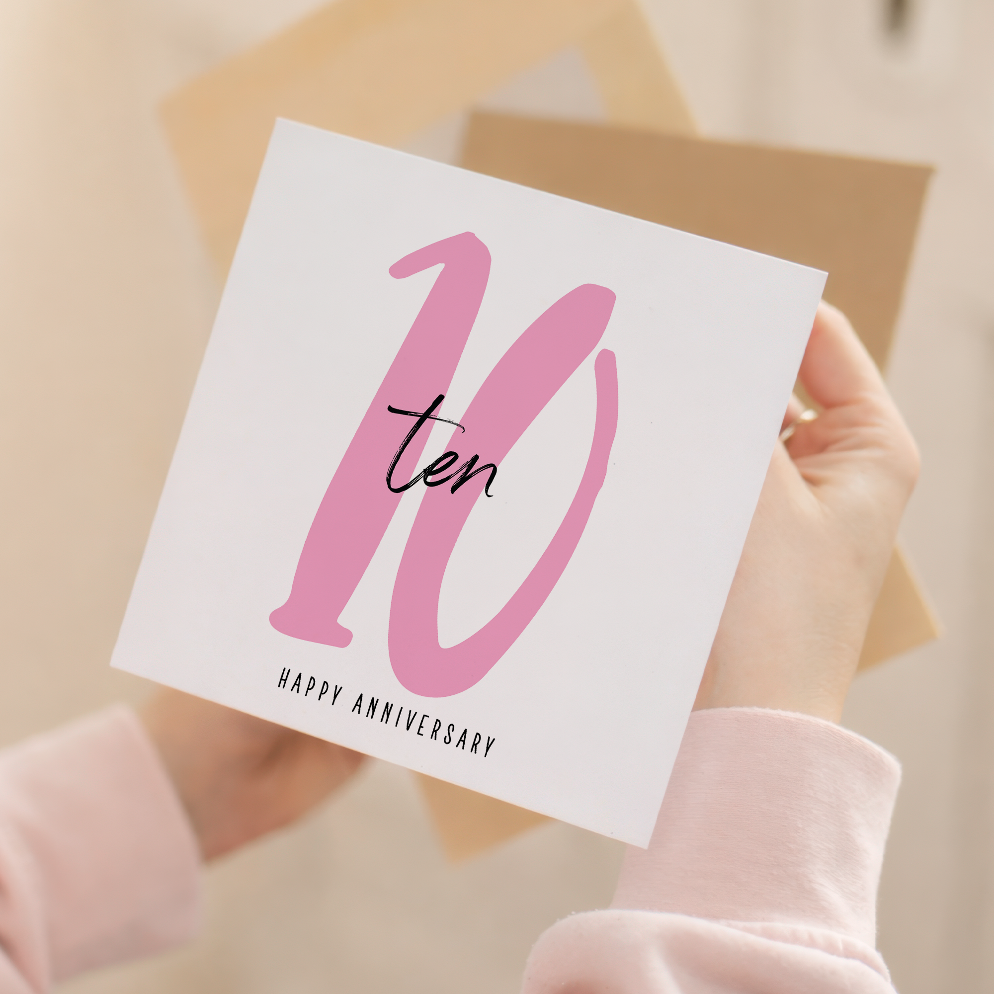 10 Year Anniversary Card For 10th Wedding Anniversary For Him or Her Wife Husband Card For Tenth Anniversary