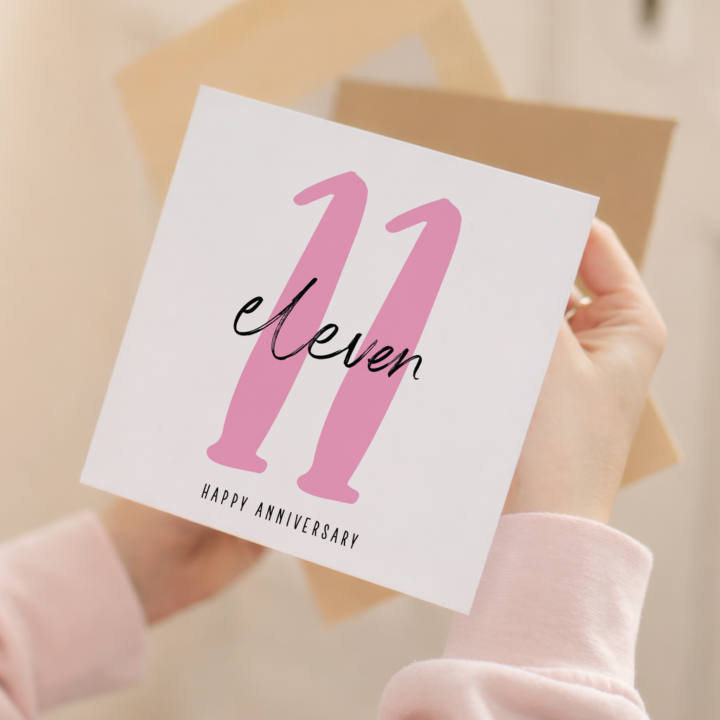 11 Year Anniversary Card For 11th Wedding Anniversary For Him or Her Wife Husband Card For Eleventh Anniversary