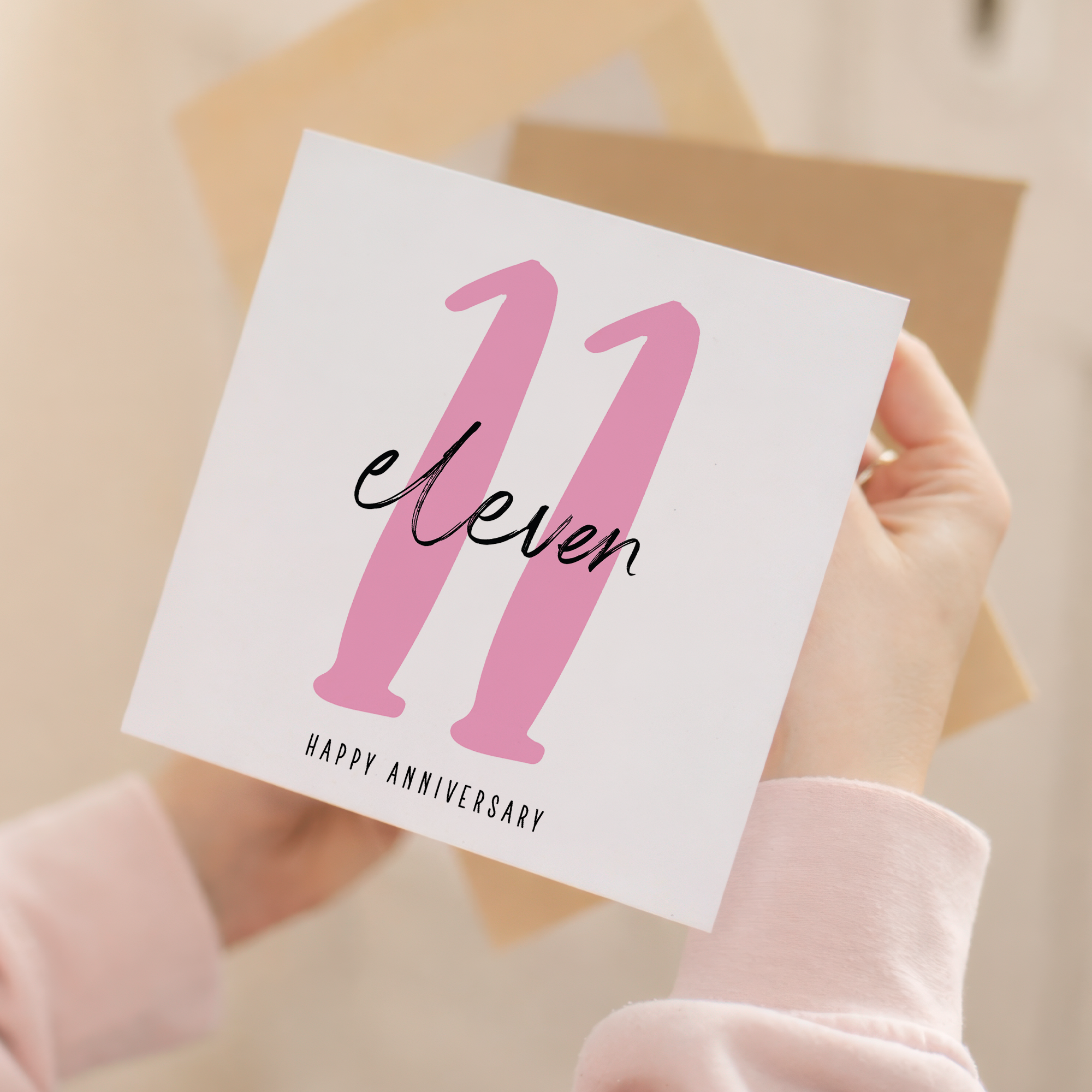 11 Year Anniversary Card For 11th Wedding Anniversary For Him or Her Wife Husband Card For Eleventh Anniversary