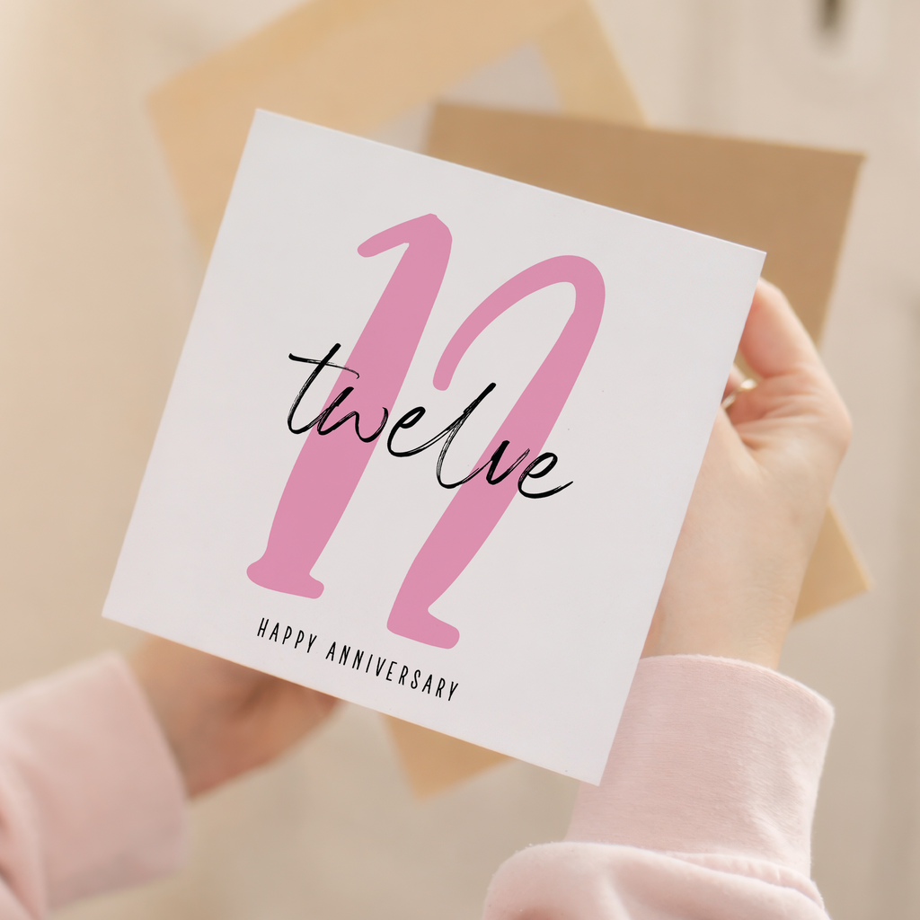 12 Year Anniversary Card For 12th Wedding Anniversary For Him or Her Wife Husband Card For Twelveth Anniversary