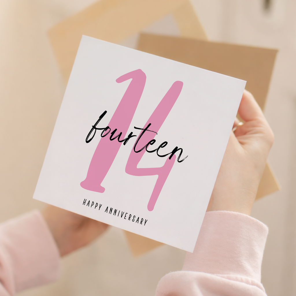 14 Year Anniversary Card For 14th Wedding Anniversary For Him or Her Wife Husband Card For Fourteenth Anniversary
