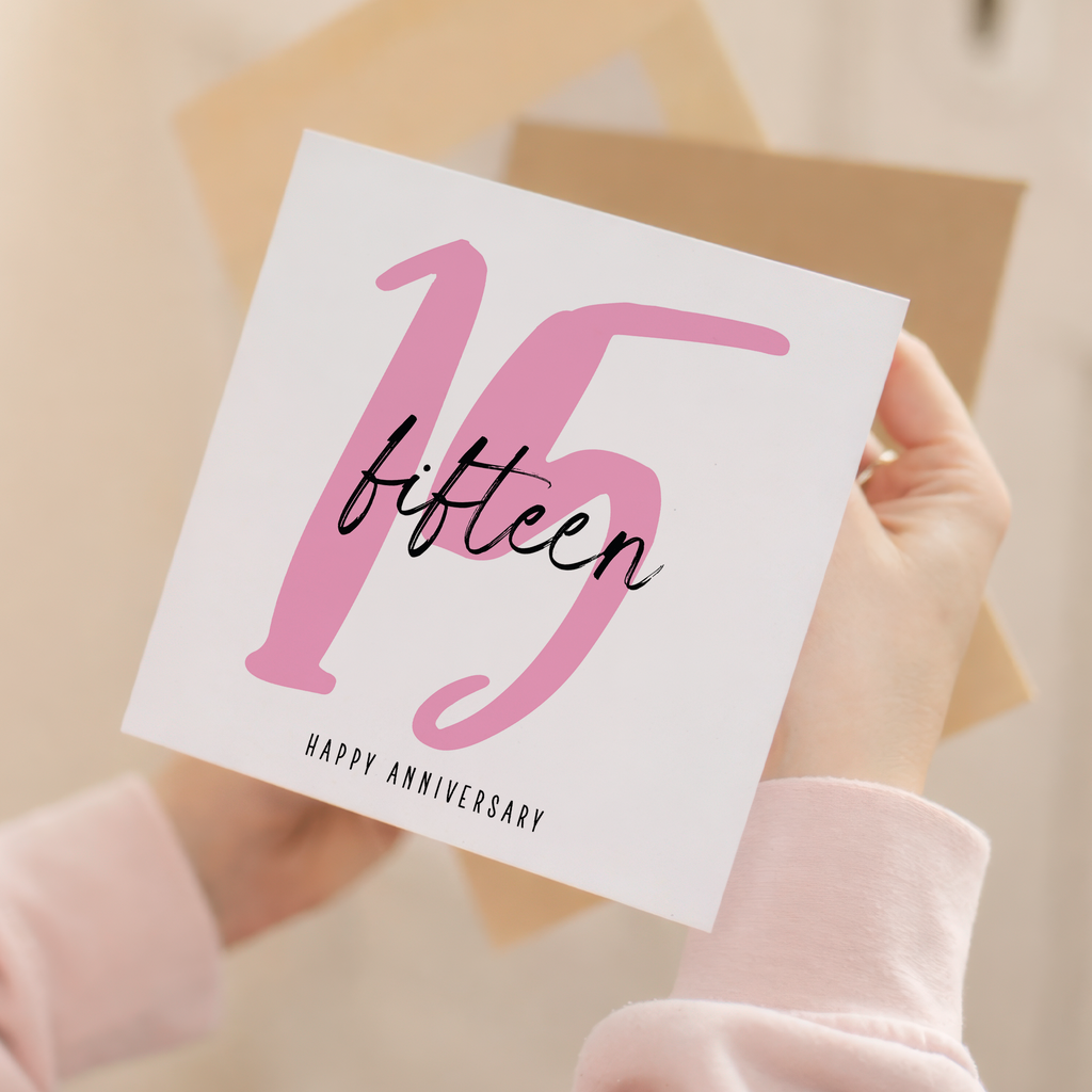 15 Year Anniversary Card For 15th Wedding Anniversary For Him or Her Wife Husband Card For Fifteenth Anniversary