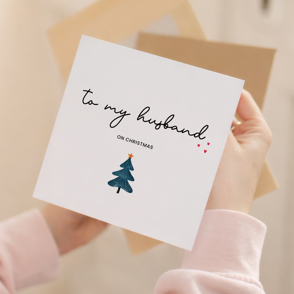 Husband Christmas Card, For Him, Recycled Card, Unique Christmas Card, Husband Gift, Eco-Friendly Card