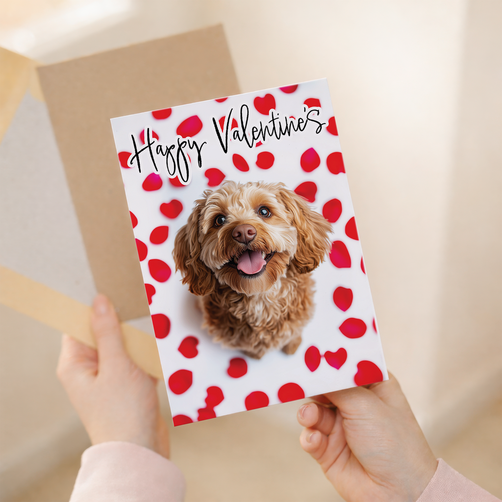 Adorable Cockerpoo Valentine's Day Card from the Dog, Eco-Friendly Material, for Him or Her