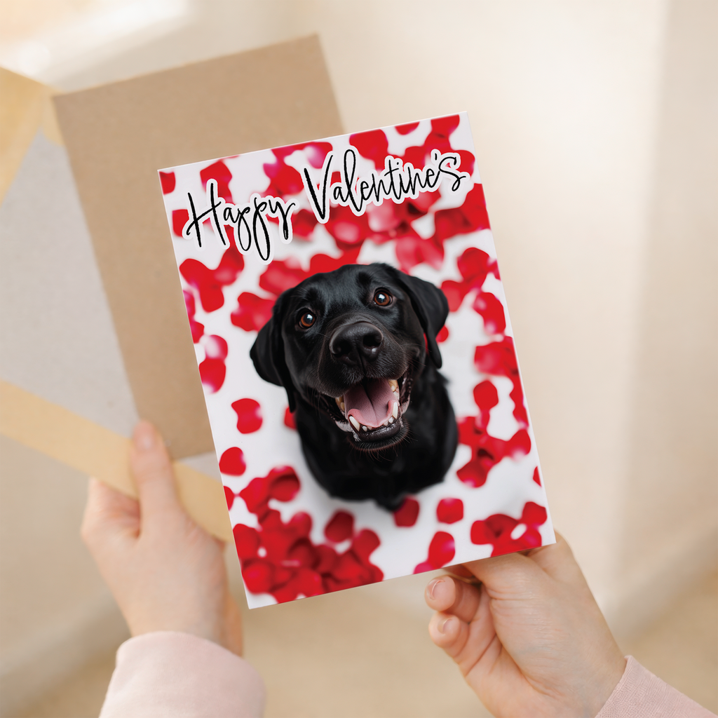 Charming Black Labrador Valentine's Day Card, Eco-Friendly Material, From the Dog for Him or Her