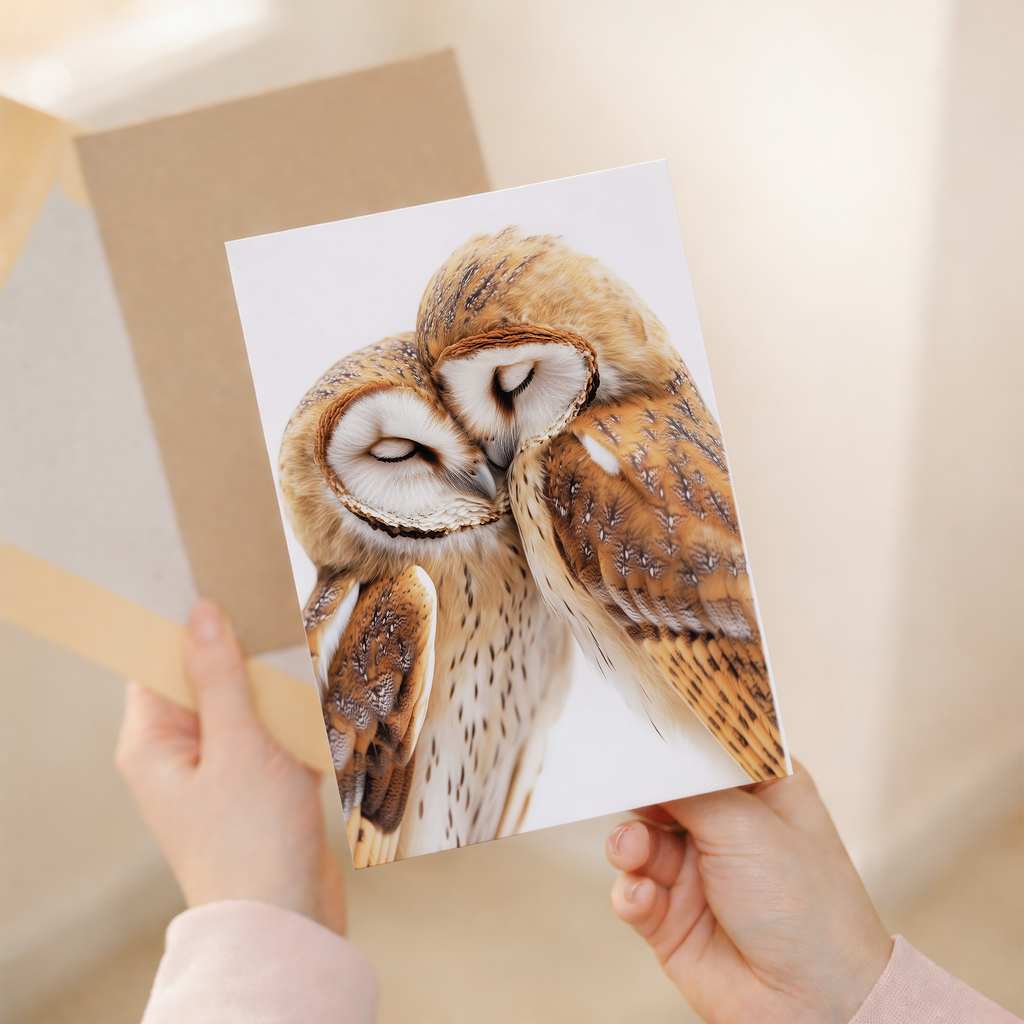 Anniversary Card – Cute Owls Nuzzling, Romantic Card for Husband, Wife, Boyfriend or Girlfriend