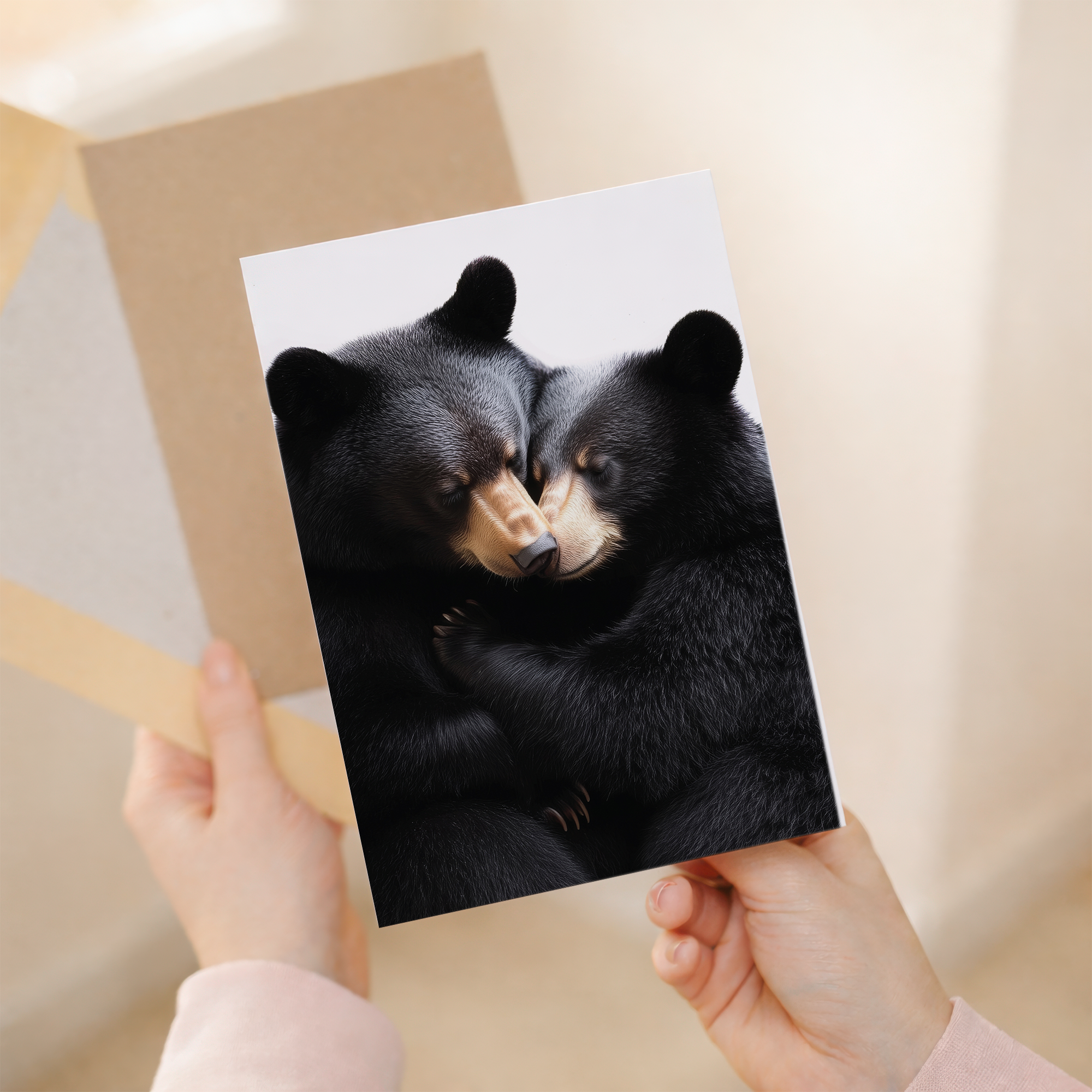 Adorable Bears Cuddling Anniversary Card, Eco-Friendly Material, For Him or Her