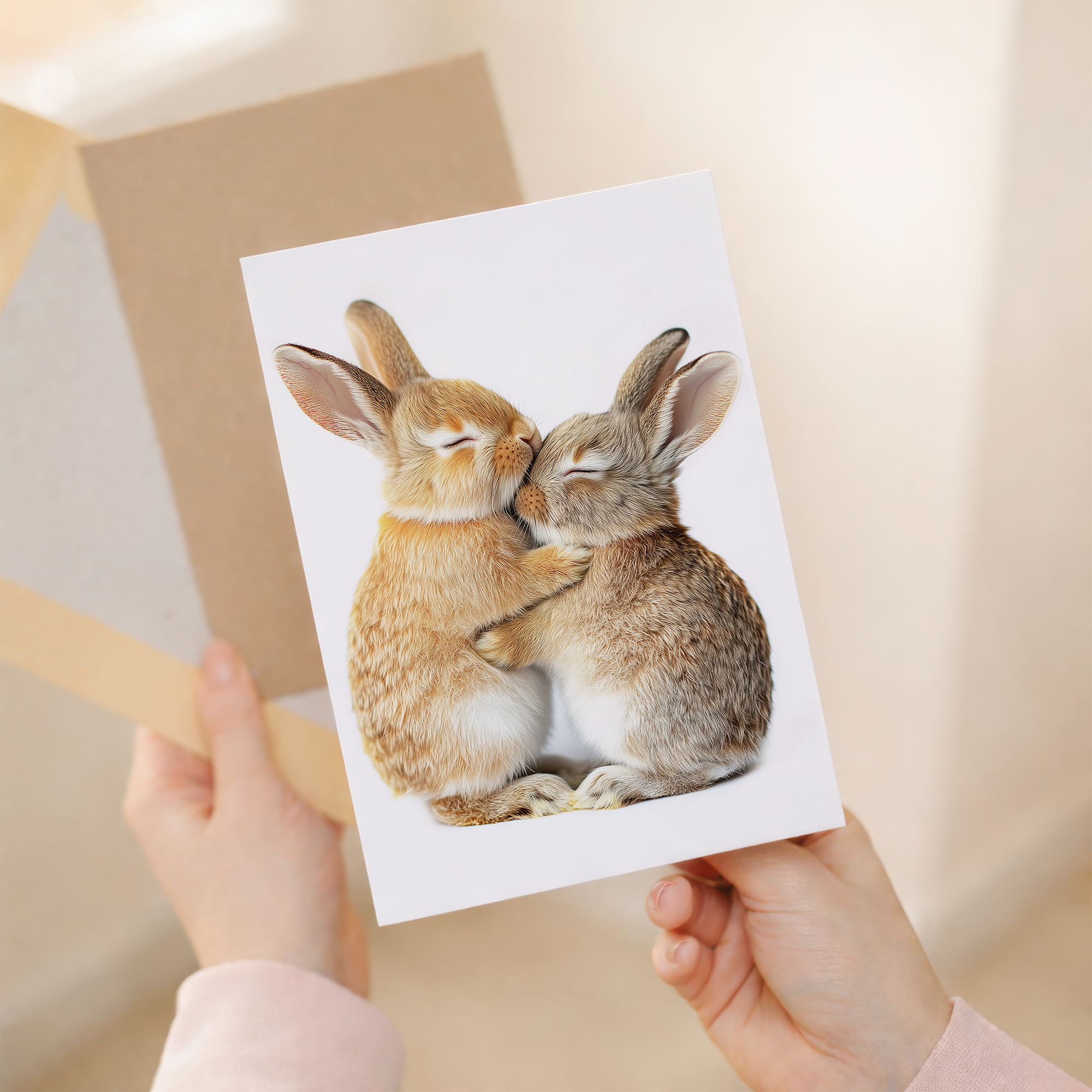 Adorable Bunnies Anniversary Card, Eco-friendly Material, For Him or Her