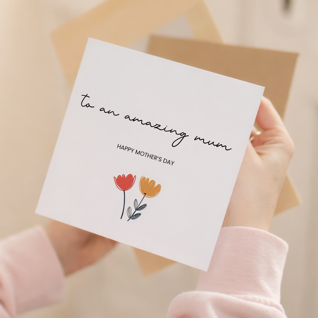 Mother's Day Card For Mum, To an Amazing Mum Happy Mother's Day, Simple Cute Flower Card