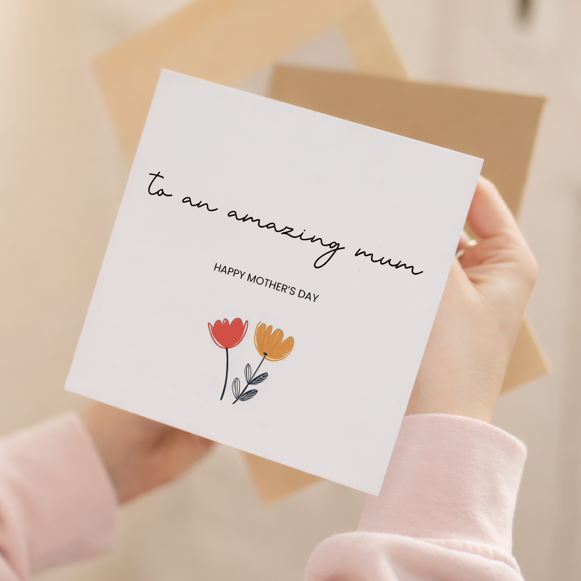 Mother's Day Card For Mum, To an Amazing Mum Happy Mother's Day, Simple Cute Flower Card