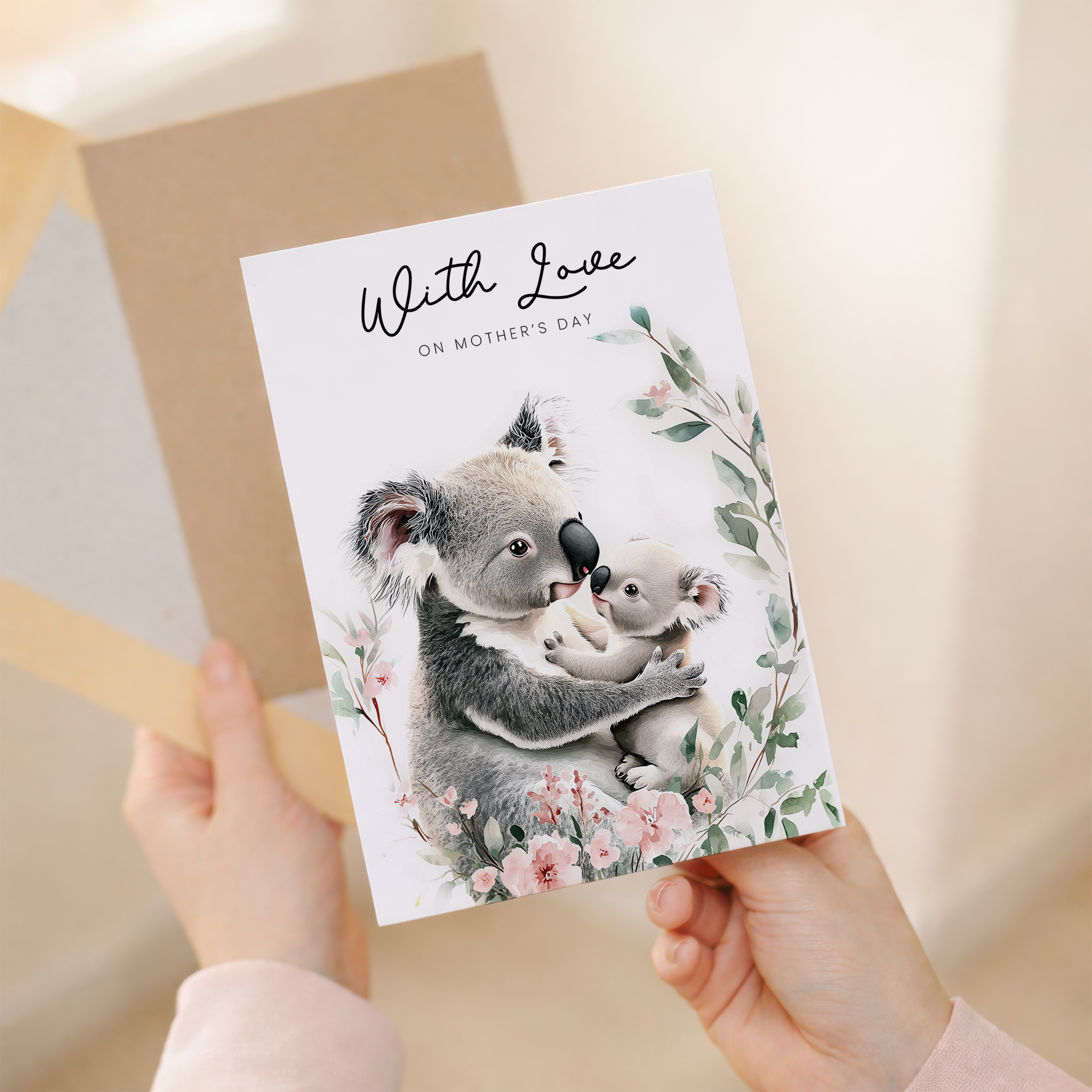 Mother's Day Card Cute Koala Illustration For Wildlife Lover Pretty Mother's Day Card For Mum