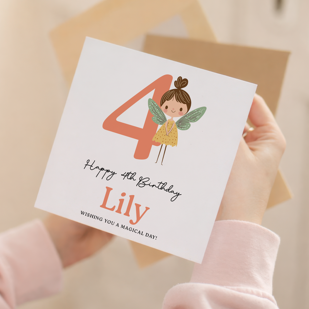 Personalised Fairy Birthday Card for Girls Ages 3 4 5 6 – Cute Magical Design, Kids Birthday Card, Forest Fairy Theme