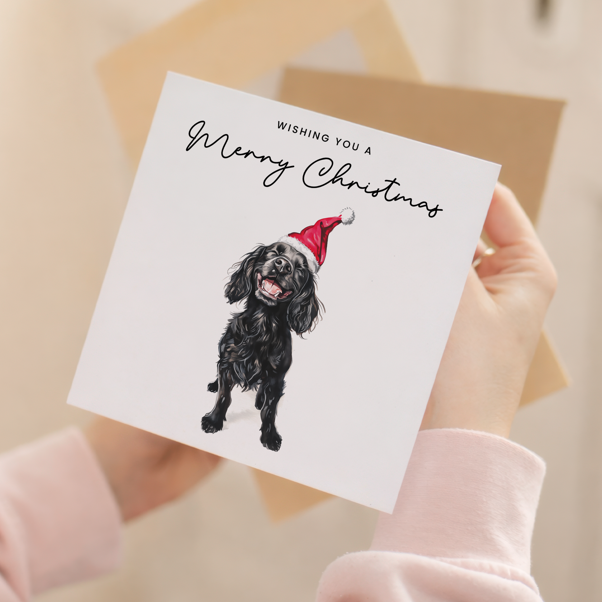 Cocker Spaniel Dog Christmas Card – Cute Dog Lover Christmas Card – Eco Friendly “Merry Christmas” Card – Cocker Spaniel Holiday Card