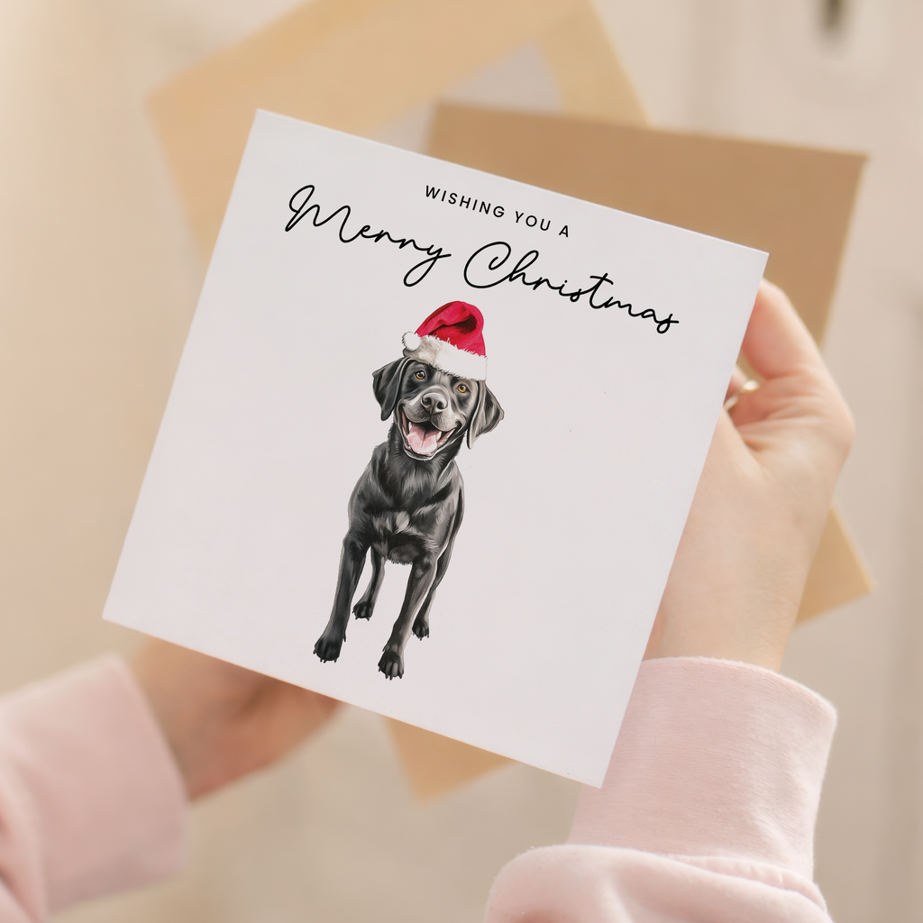 Black Labrador Dog Christmas Card – Cute Dog Lover Christmas Card – Eco Friendly “Merry Christmas” Card – Black Labrador Holiday Card