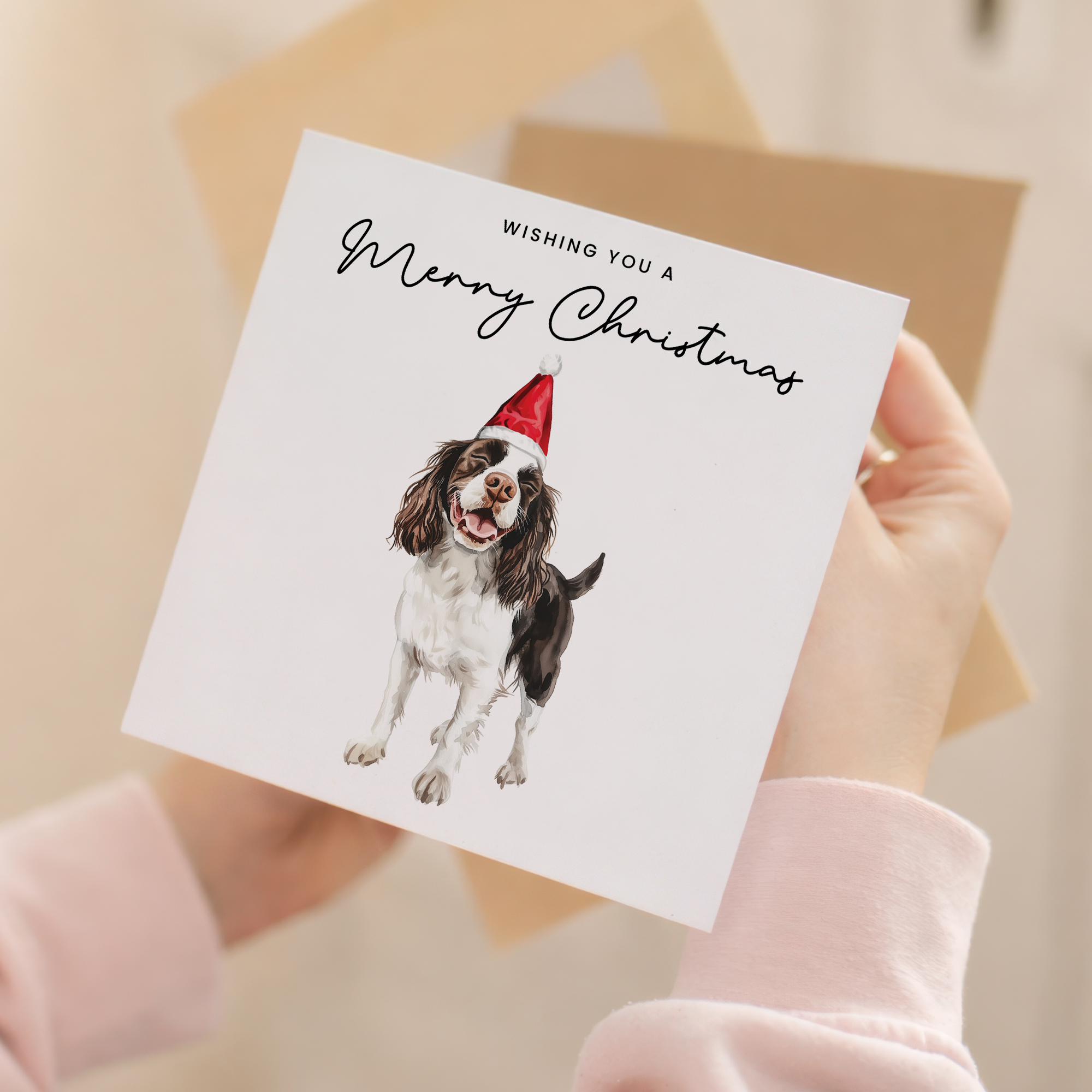 Springer Spaniel Dog Christmas Card – Cute Dog Lover Christmas Card – Eco Friendly “Merry Christmas” Card – Springer Spaniel Holiday Card