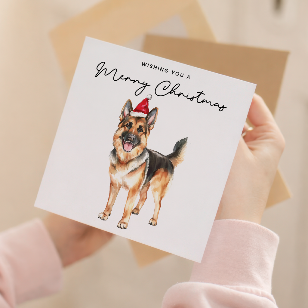 German Shepherd Dog Christmas Card – Cute Dog Lover Christmas Card – Eco Friendly “Merry Christmas” Card – German Shepherd Holiday Card