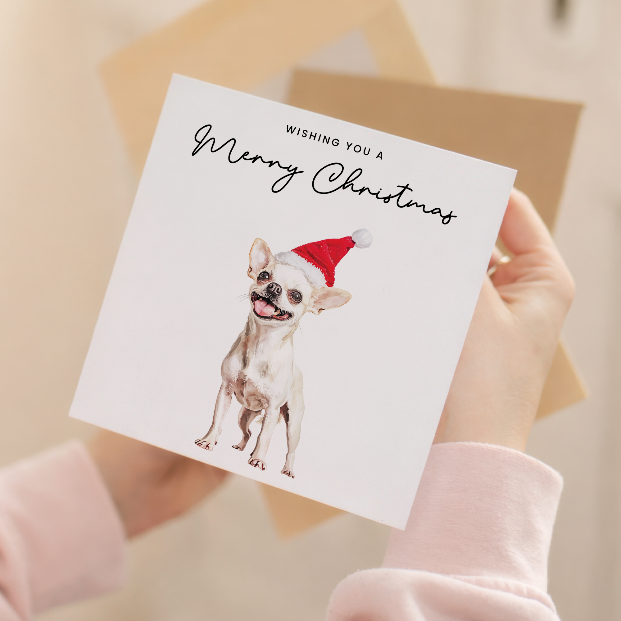 Chihuahua Dog Christmas Card – Cute Dog Lover Christmas Card – Eco Friendly “Merry Christmas” Card – Chihuahua Holiday Card