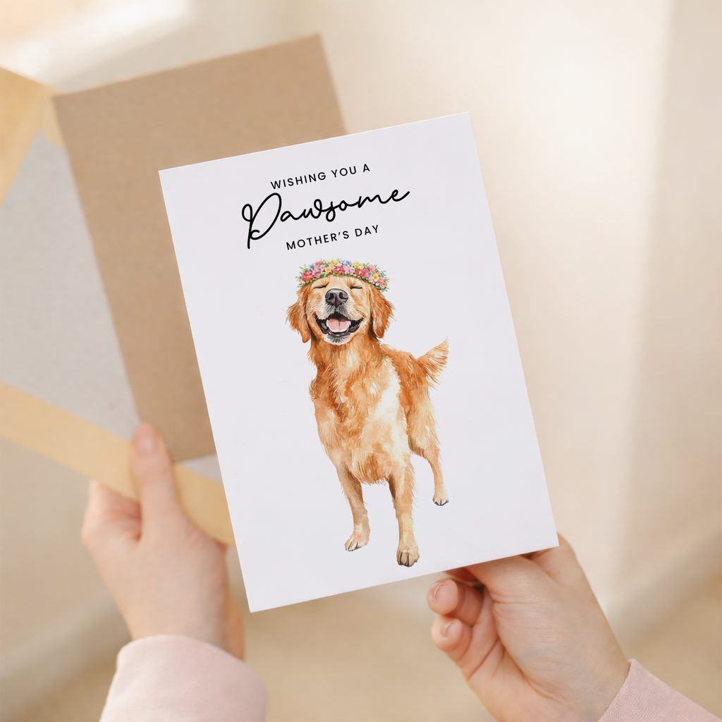 Mother's Day Card From The Dog Golden Retriever Pawsome Card For Dog Mum