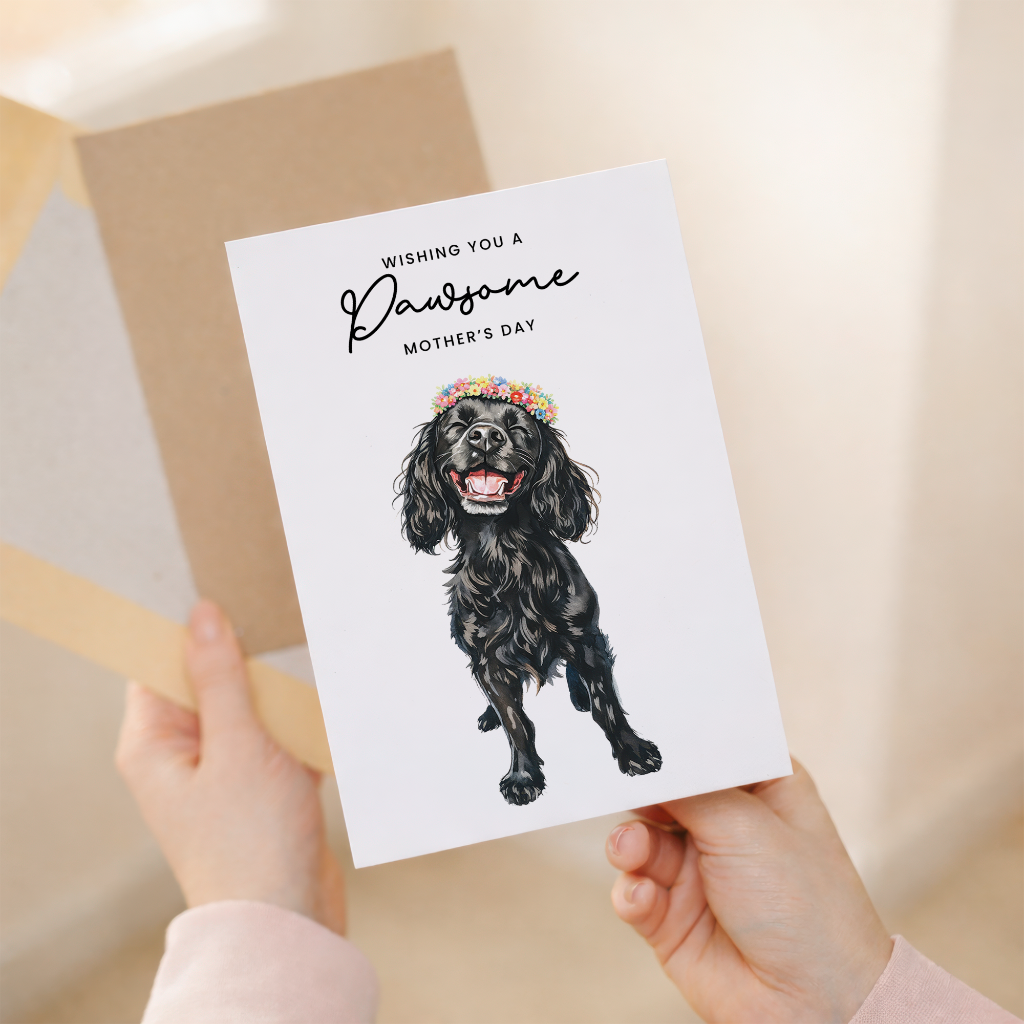 Mother's Day Card From The Dog Black Cocker Spaniel Pawsome Card For Dog Mum