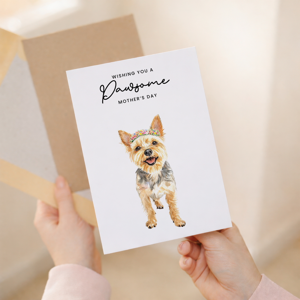 Mother's Day Card From The Dog Yorkshire Terrier Pawsome Card For Dog Mum