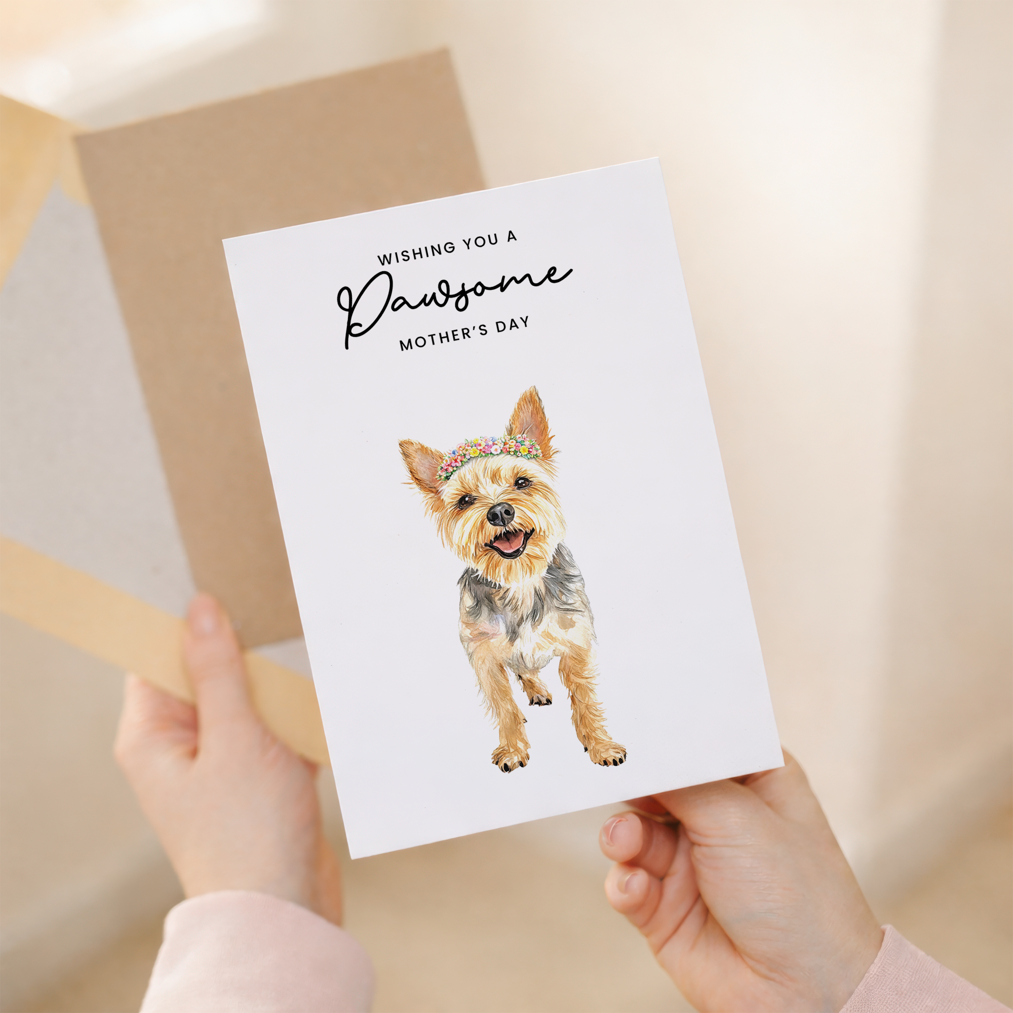 Mother's Day Card From The Dog Yorkshire Terrier Pawsome Card For Dog Mum