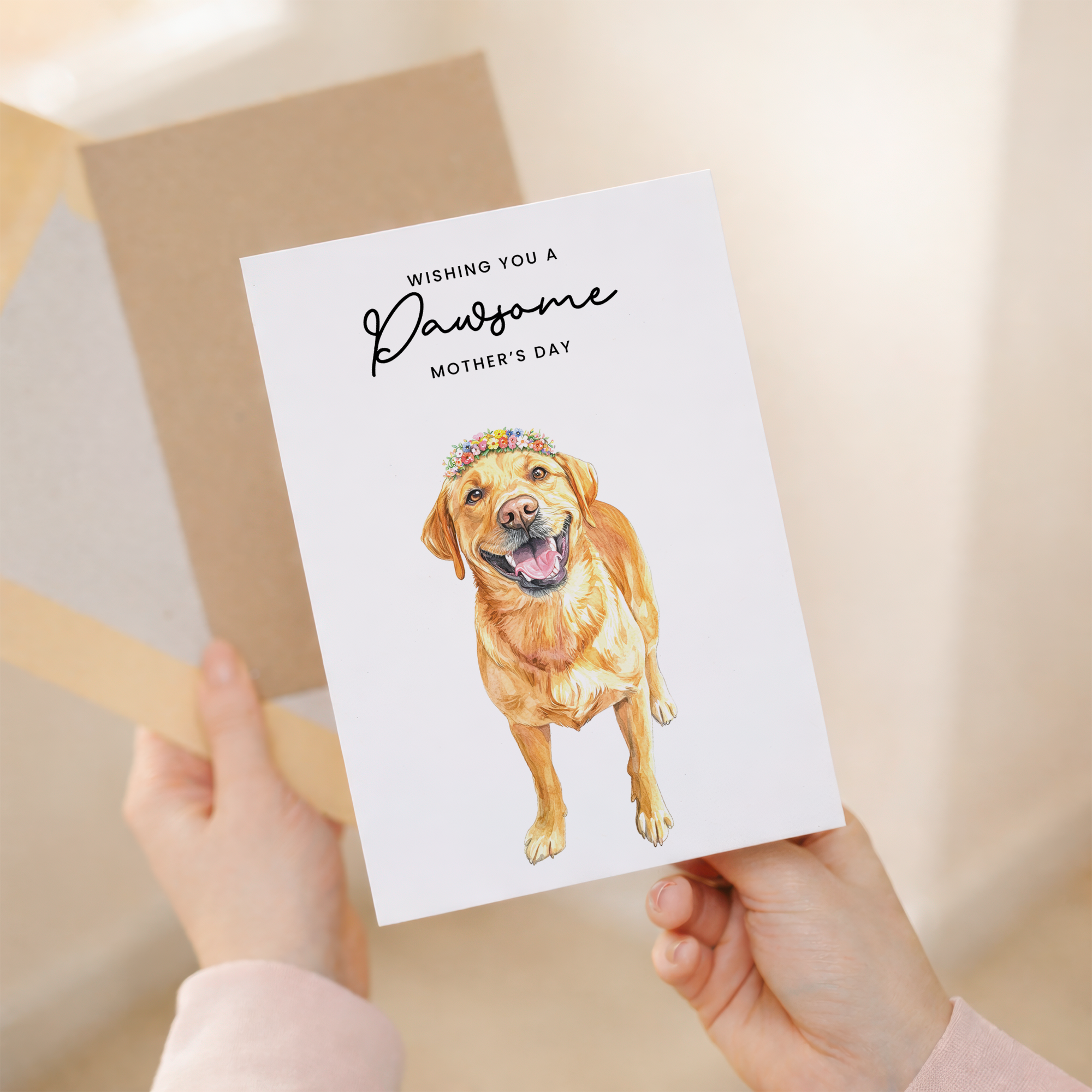 Mother's Day Card From The Dog Golden Labrador Pawsome Card For Dog Mum