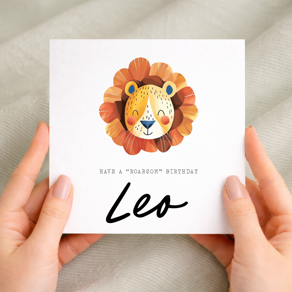 Personalised Children's Birthday Card Lion Childs Birthday Card Cute Lion Birthday Card For Kids Customisable Birthday Card For Children