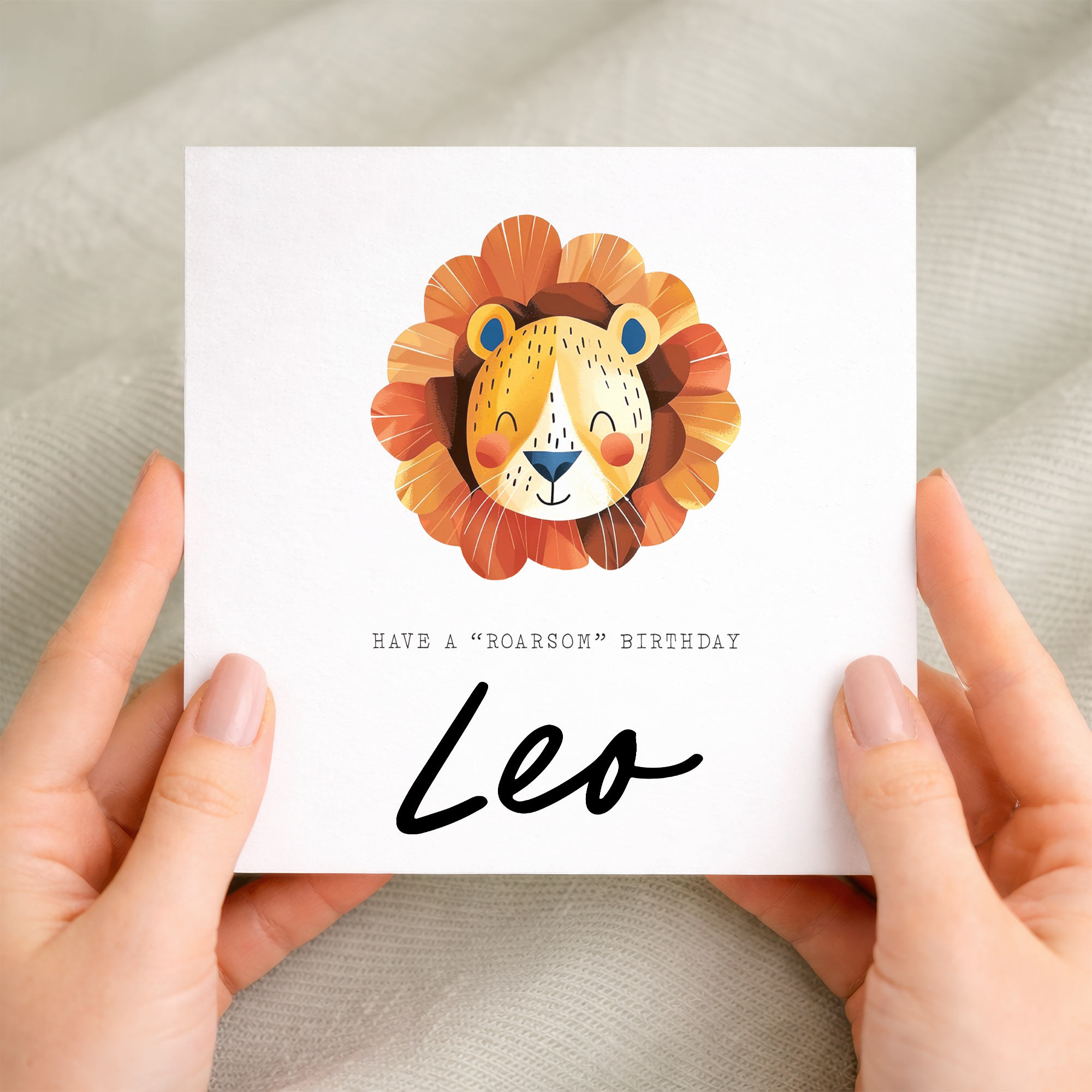 Personalised Children's Birthday Card Lion Childs Birthday Card Cute Lion Birthday Card For Kids Customisable Birthday Card For Children