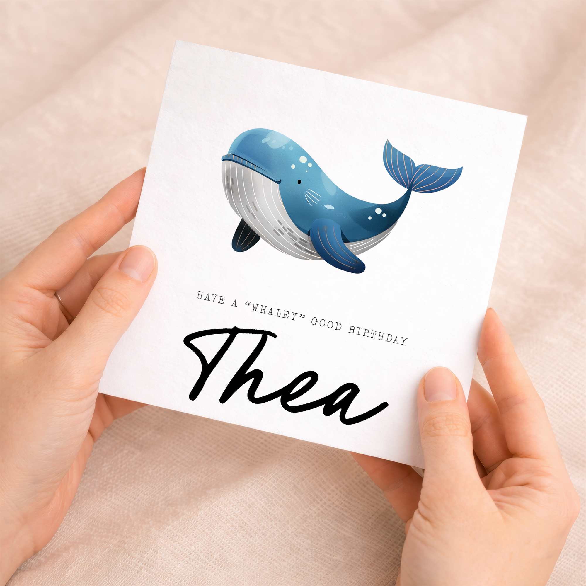 Personalised Children's Birthday Card Whale Childs Birthday Card Cute Whale Birthday Card For Kids Customisable Birthday Card For Children