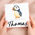 Personalised Children's Birthday Card Puffin Childs Birthday Card Cute Puffin Birthday Card For Kids Customisable Birthday Card For Children