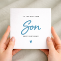 A simple and stylish birthday greeting card for a son featuring the text Best Son Ever in a bold, modern font.