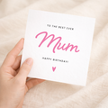 A simple and cute birthday greeting card for Mum featuring a stylish Letters and Numbers design on a white background.