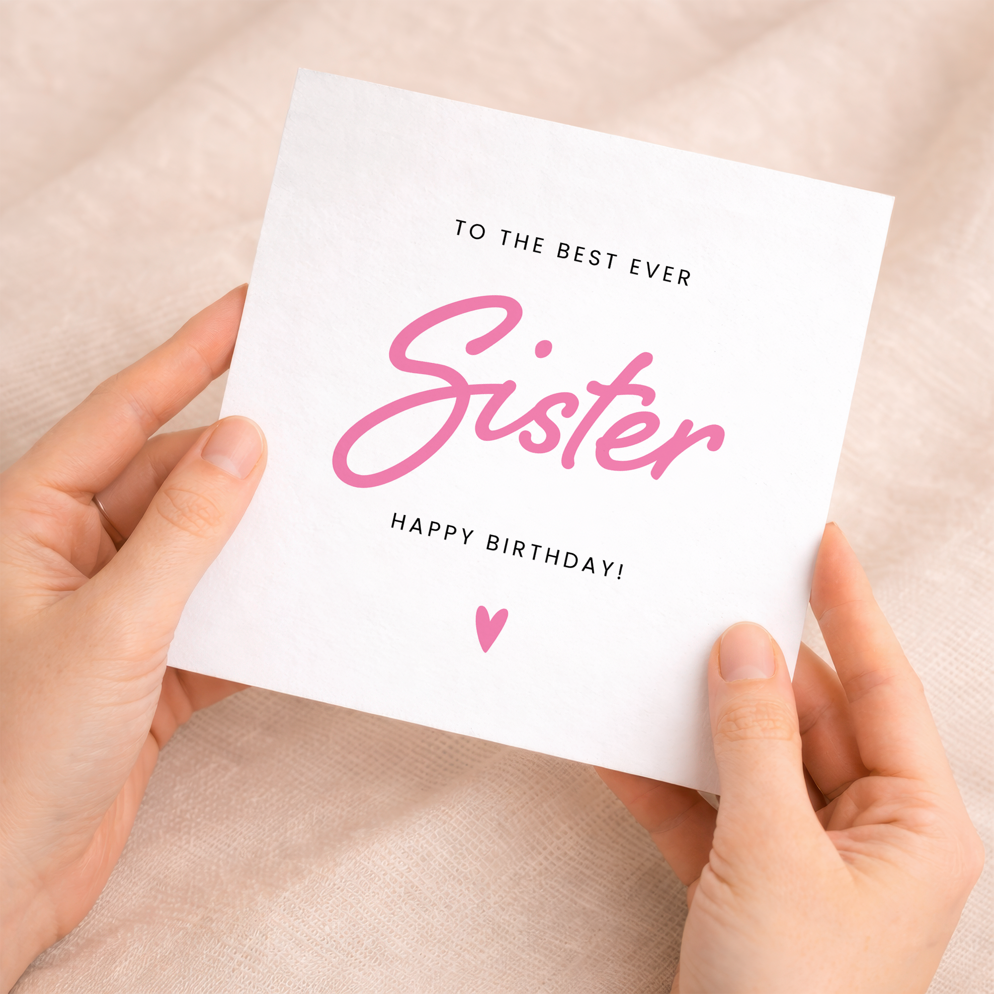 A colorful birthday greeting card for a sister featuring a bold, typographic design that says Best Sister Ever on a clean background.
