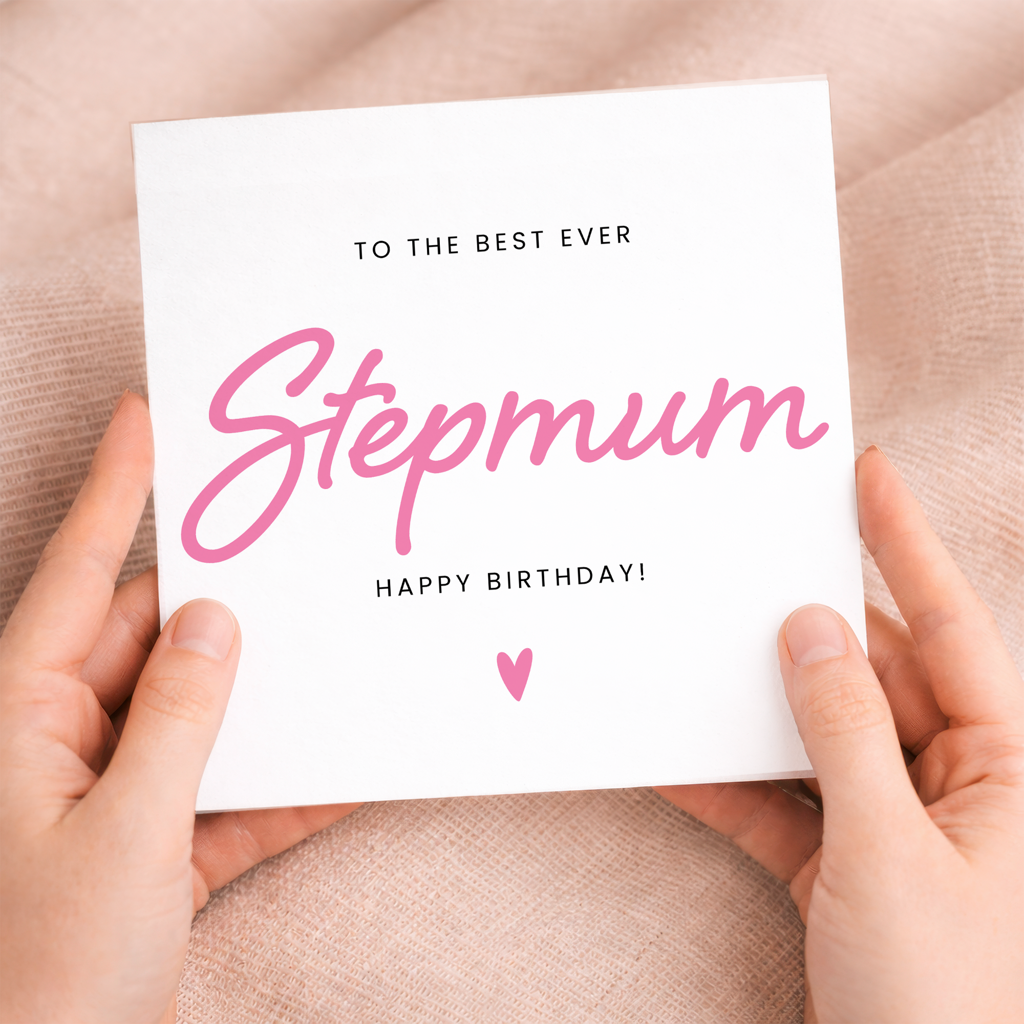 A simple and elegant birthday greeting card for a stepmum featuring the words Best Stepmum Ever in a stylish typography design.