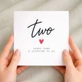 2nd anniversary card for couple with handwritten two years down design
