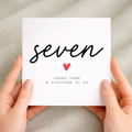 7th anniversary card for couple with handwritten seven years down design