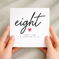 8th anniversary card for couple with handwritten eight years down design
