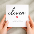 11th anniversary card for couple with handwritten eleven years down design