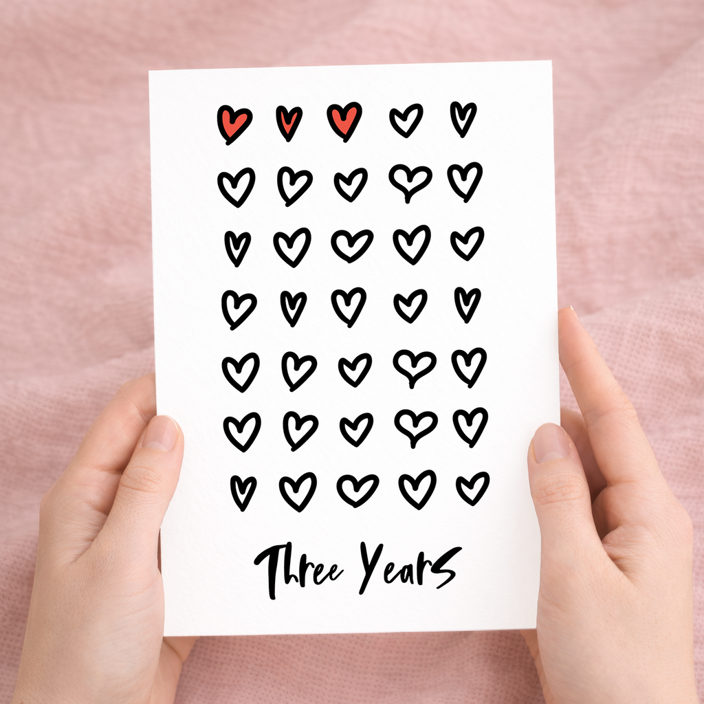 3rd Wedding Anniversary Card For Wife Anniversary Card for Husband or Boyfriend Anniversary Card For Girlfriend Third Anniversary Three Year