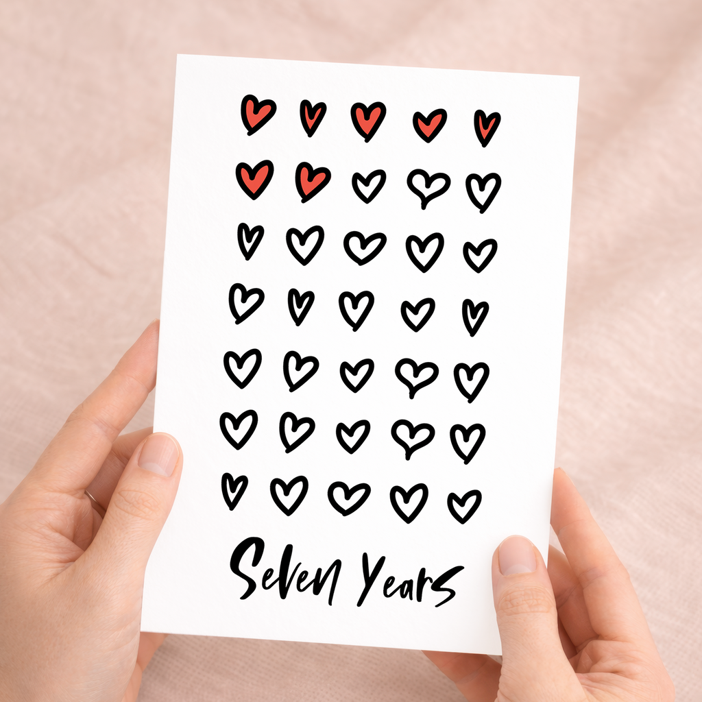 7th Wedding Anniversary Card For Wife Anniversary Card for Husband or Boyfriend Anniversary Card Girlfriend Seventh Anniversary Seven Year