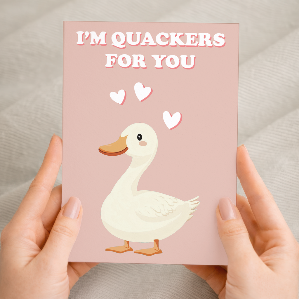 Cute Valentine's Day Card I'm Quackers for You Cute Duck Valentine's Day Card For Him or Her