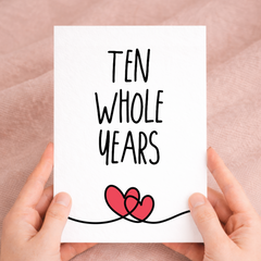 10 Year Anniversary Card For Husband or Wife Anniversary Card for 10th Anniversary Card For Boyfriend Girlfriend Tenth Wedding Anniversary