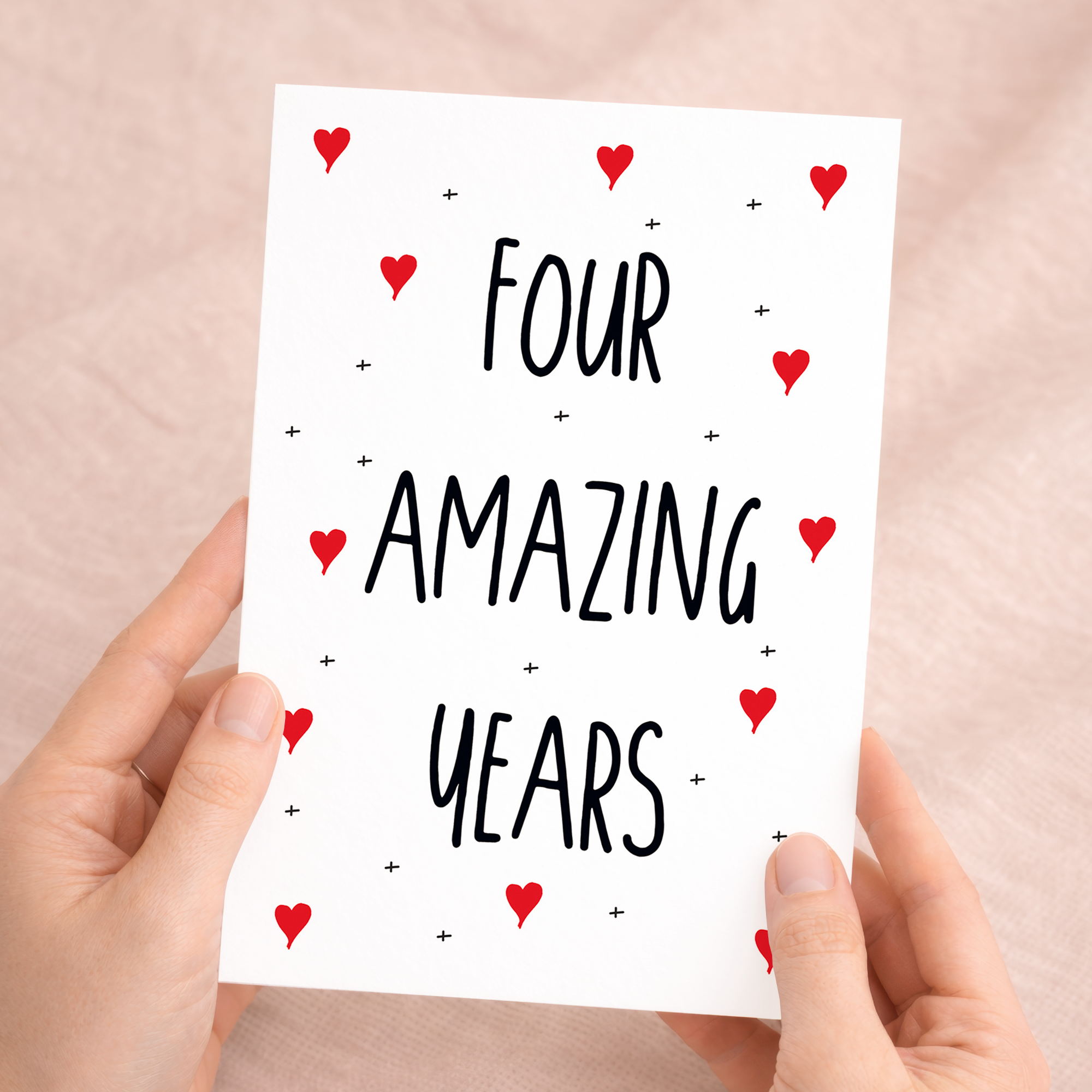 Heartfelt 3rd Anniversary greeting card for a spouse or partner, printed on eco-friendly recycled cardstock and accompanied by a rustic brown Kraft envelope.