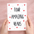 4 Year Anniversary Card For Wife or Husband Anniversary Card for 4th Anniversary Card For Boyfriend or Girlfriend Forth Wedding Anniversary