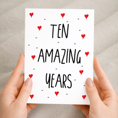10 Year Anniversary Card For Wife or Husband Anniversary Card for 10th Anniversary Card For Boyfriend Girlfriend Tenth Wedding Anniversary