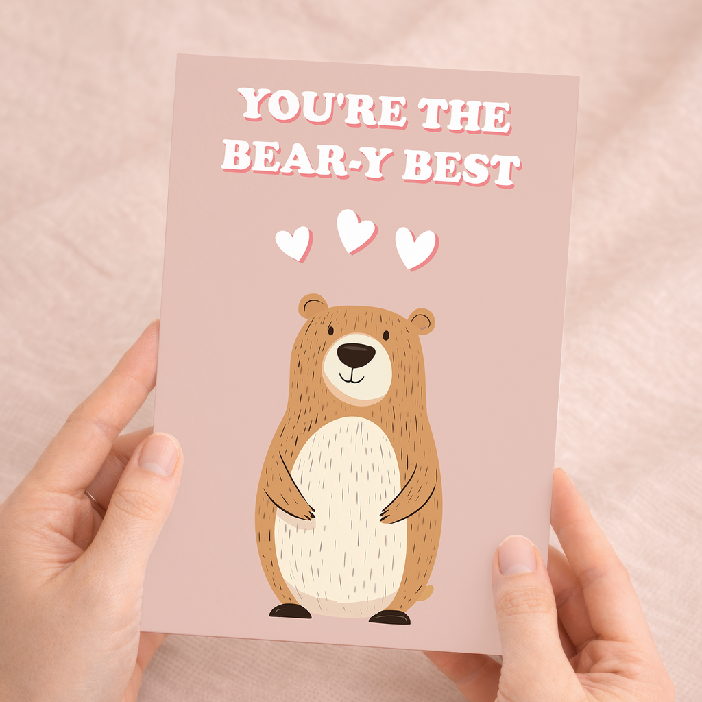 Cute Anniversary Card You're The Bear-y Best Cute Bear Anniversary Card For Him or Her