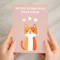 Cute Anniversary Card We're Purr-Fect Together Cute Cat Anniversary Card For Him or Her