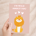Cute Anniversary Card I'm Wild About You Cute Lion Anniversary Card For Him or Her