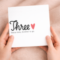 A simple and romantic 3rd wedding anniversary greeting card for a wife or husband featuring a minimalist design on a white background.