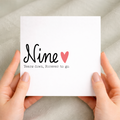 A romantic 9th wedding anniversary greeting card featuring a charming design for a wife or husband on a white background.